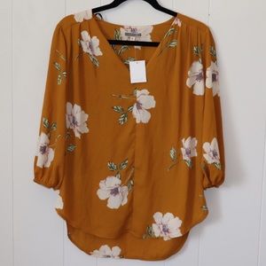 Mustard floral blouse